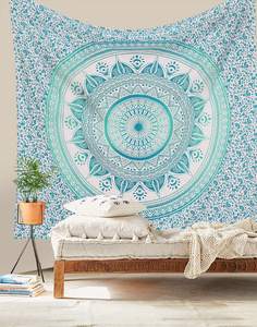 Exclusivo Ombre Green Queen Beach Manta Estilo Hippie indio Impreso Mandala Tapiz Colgante de pared Arte étnico Aubusson - Product Image 1