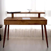Bureau moderne en bois massif avec étagère de rangement et design élégant pour usage domestique ou professionnel