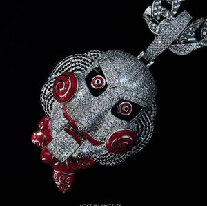 Silver Plated Zircon Pendant Necklace <b>Iced</b> <b>Out</b> Mask Charm <b>Chain</b> Jewelry Unisex Party Gift - Product Image 2
