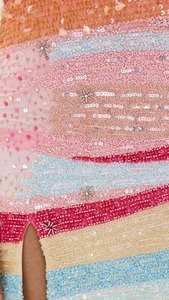 Robe mini élégante ornée de perles et de paillettes pour adolescentes, tenue de soirée à franges avec logo au dos, silhouette droite formelle - Product Image 6