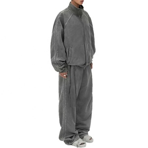 Acid <b>Washed</b> Basggy Fitting Wholesale <b>Tech</b> Fleece Jogging Training Wear Casual Tracksuit Sets Breathable Men's Tracksuits - Product Image 1