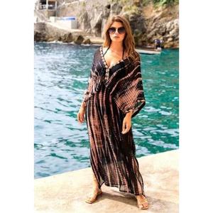 Caftán Tie Dye de 300g, Material Fluido, Cintura Natural, Ecológico, Vestido Maxi para Playa, Talla Grande, Ropa de Verano para Resort, ODM - Product Image 3