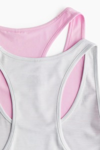 Camiseta sin mangas de cuello redondo acanalada transpirable de elastano para mujer con logo personalizado al por mayor, top corto ajustado informal para gimnasio - Product Image 5