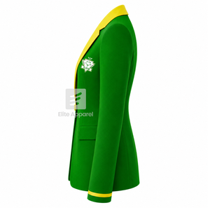 Blazer personnalisé de la sororité Chi Eta Phi, logo brodé vert et jaune, doublure en polyester avec logo imprimé répété pour femme - Product Image 4