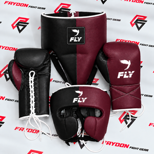Ensemble de boxe et d'entraînement OEM ODM violet et noir en cuir de vachette, kit de sécurité personnalisé bicolore pour arts martiaux - Product Image 3