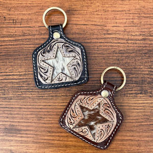 Porte-clés en cuir repoussé à la main Porte-clés en cuir de fourrure de vachette Porte-clés de créateur Porte-clés Offre Spéciale élégant - Product Image 2