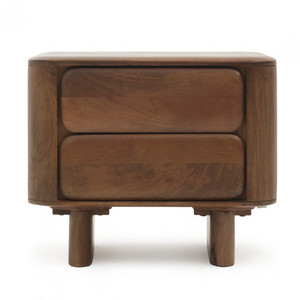 Modern Bedroom Nightstand With Two Drawers Teak Wood <b>Side</b> <b>Table</b> Bedroom <b>Set</b> Home Furniture - Oddy - Product Image 3
