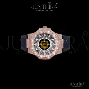 Montre-bracelet analogique unisexe de luxe à la mode, la plus vendue, avec diamants Moissanite VVS de haute qualité et bracelet en caoutchouc, prix d'usine - Product Image 1