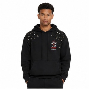 Sudadera con Pedrería para Hombre, Tejido de Alta Gama, Detalle de Cristal, Corte Cómodo y Relajado, Colección de Moda Urbana, Nueva Calidad - Product Image 1