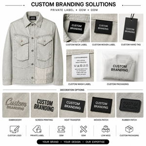 Custom Washed Denim <b>Utility</b> Trucker <b>Jacket</b> 100% Organic Cotton Eco-Friendly Windproof <b>Men's</b> OEM ODM Private Label Manufacturer - Product Image 5