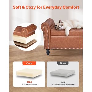 Panca scarpiera moderna con braccioli arrotolati e bottoni trapuntati, contenitore portaoggetti, gambe in legno massello, per ingresso, panca contenitore con bottoni trapuntati a U, arrotolata - Product Image 5