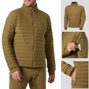 Chaqueta Acolchada Verde Oliva para Hombre, Cuello Alto, Cierre de Cremallera, Cortavientos, Ropa Exterior Informal para Otoño - Product Image 1
