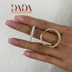 Modern Round Brilliant Diamond Hoop Earrings Sparkling Lab Grown Yellow Gold Anniversary <b>Gift</b> for Her Everyday Wear - Product Image 4