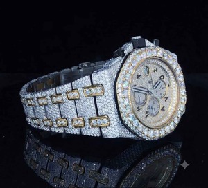 Reloj de Lujo para Hombre de Acero Inoxidable con Diamantes, Caja Redonda de 42 mm, Cronógrafo Mecánico Analógico, Cierre Plegable - Product Image 2