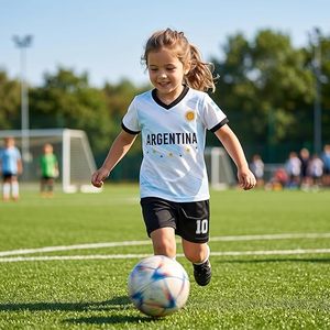 Conjunto de Camiseta de Fútbol de Argentina, Pantalones Cortos Blancos y Negros con el Número 10, Ropa Deportiva de Poliéster para Niños - Product Image 3
