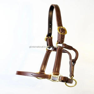 Cabestro para caballo de cuero genuino color marrón Havana, con doble costura y acolchado suave de piel de vaca, totalmente ajustable, en todos los tamaños personalizados. - Product Image 5