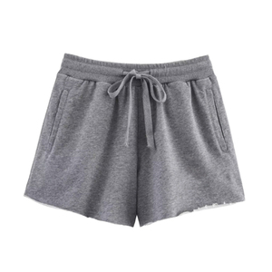 Shorts Bermuda en flanelle imprimée taille haute avec cordon de serrage, style chic et décontracté, nouvelle collection printemps 2025 pour femme - Product Image 1