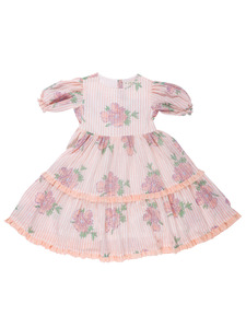 Vestido de Algodón con Estampado Floral para Niñas, Vestido de Verano con Mangas Abullonadas, Ropa Casual de Moda al por Mayor para Niños - Product Image 4