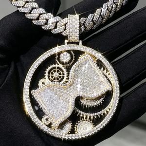Colgante Étnico Hip Hop de Plata 925 con Baño de Rodio y Moissanita, Regalo para Él, Joyería Fina Personalizable, Colgantes y Dijes - Product Image 2