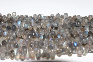 Perles en forme de poire à facettes en labradorite 5*7mm 8 pouces brin de pierre naturelle à coupe latérale pour la fabrication de bijoux - Product Image 2