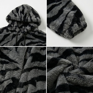 Cardigan épais à capuche pour homme, style urbain, imprimé léopard, en molleton de coton écologique, avec cordon de serrage et manches longues - Product Image 4