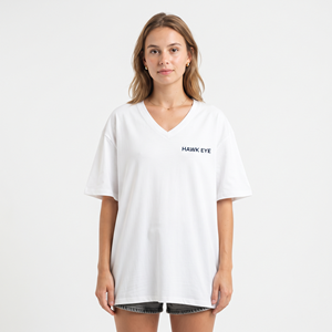 Camiseta Corta de Algodón con Cuello en V Holgada y Oversize para Mujer, Transpirable, Estilo Casual Urbano, Manga Corta, Venta al por Mayor - Product Image 1