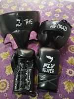 Gants de boxe MMA en cuir premium Fly Superlace, protège-tête, barre de protection des joues, protège-pénis, respirant, professionnel pour le sparring