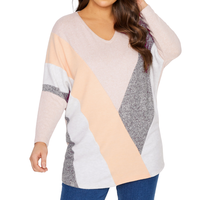 Sudadera de punto extragrande con bloques de color para invierno, de peso medio, personalizable, con cremallera de un cuarto, para mujer, suave y cómoda, de manga larga