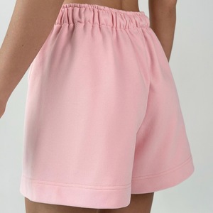Shorts de Punto Rosa para Mujer con Cordón Ajustable, Cintura Elástica, Color Sólido, Transpirables, Corte Regular, Estilo Cintura Media - Product Image 2