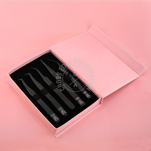 Pince à épiler incurvée à pointe en fibre d'acier inoxydable de qualité supérieure tout noir meilleur volume pince à épiler d'extension de cils pince à épiler classique - Product Image 1