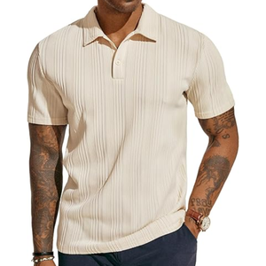 เสื้อโปโลผู้ชายแบบถักเนื้อผ้ามีลาย – เสื้อกอล์ฟทรงปกติแบบยืดได้สำหรับใส่ลำลองและเล่นกีฬา - Product Image 6