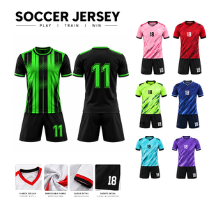 Conjunto de Uniforme de Fútbol Personalizado Negro y Verde, Cuello Redondo, Manga Corta, Impresión Sublimada, Secado Rápido, Uniforme de Equipo para Hombre Adulto - Product Image 5
