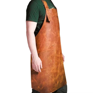 Tablier de travail en cuir unisexe de haute qualité, respirant, fait main, confortable et résistant, avec poches, pour chef et boucher - Product Image 2