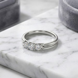 0.75CTW Three <b>Stone</b> Round Solitaire Diamond Ring - Product Image 2