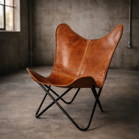 Chaise papillon pliable classique avec base métallique robuste et assise confortable en toile pour une utilisation contemporaine à la maison, dans la chambre et l'appartement