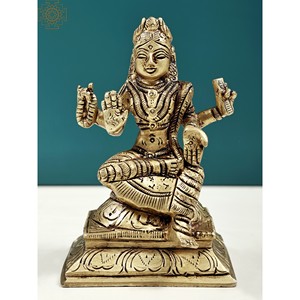 Hecho a mano 4 pulgadas Bala Sundari Escultura Ídolo de latón hecho a mano del sur de la India - Product Image 1
