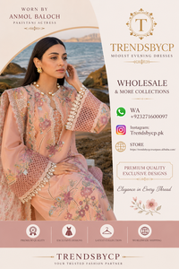Pakistani Star Anmol Baloch <b>Present</b> Crimson 3-PC Chiffon Lawn Chikaankari Embroidered Elegant Shirt Dupatta Trousers Set - Product Image 6