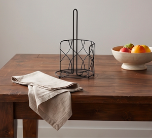 Modern Black Metal Paper Towel Holder Freestanding Circular Design Minimalist Style For Kitchen <b>Accessory</b> And <b>Bathroom</b> Use - Product Image 4