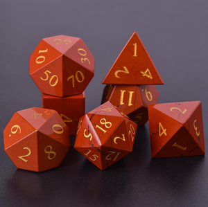 Luxury Hand Carved Natural <b>Red</b> Jasper Gemstone DnD Dice Set Polyhedral RPG Dice Collection with Premium <b>Gift</b> Storage <b>Box</b> - Product Image 1