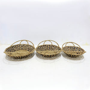 Juego de bandejas multifuncionales de mimbre rústico tejido a mano para cocina y sala de estar, ecológico - Product Image 1