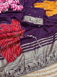 Sari de Seda Dola de Diseño Exclusivo con Blusa Elegante, Moderno y Estilizado, Última Moda India, para Fiestas, Casual, para Mujer - Product Image 6