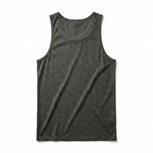 Débardeur de sport pour homme gris anthracite chiné, sans manches, pour entraînement, vêtement de fitness minimaliste en coton/bambou à séchage rapide, vente en gros - Product Image 2