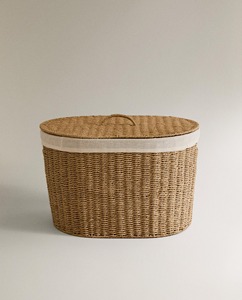 Oval seagrass <b>basket</b> <b>with</b> <b>lid</b> Handmade Storage <b>Basket</b> Wholesale eco-friendly Made Viet Nam - Product Image 3
