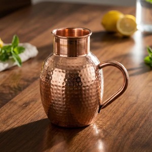 Carafe en cuivre pour l'eau potable, ensemble de carafes en cuivre ayurvédiques, pichet à eau en cuivre pour la santé, carafe à eau en cuivre traditionnelle, carafe à eau en cuivre indienne - Product Image 2