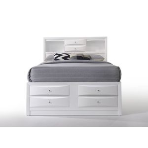 Ireland <b>White</b> Full <b>Bed</b> with <b>Storage</b> Up-Holstered Furniture - Product Image 6