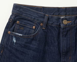 Jeans de Pierna Recta Azul Oscuro para Hombre, Cintura Alta, Desgastados, Rotos, de Mezclilla de Algodón, Corte Regular, Casuales, para Otoño - Product Image 5