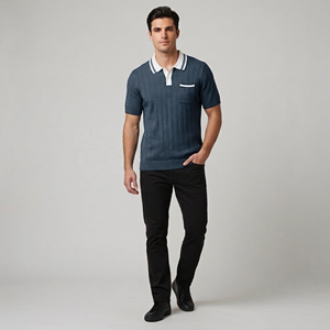 Polo de Punto Plano Novenza, Manga Corta, Informal, con Cuello, de Novenza - Product Image 4