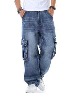 Material suave, precio asequible, venta al por mayor, ligeros, casuales, pantalones cargo azul claro para hombre, disponibles en todas las tallas con logotipo personalizado. - Product Image 2