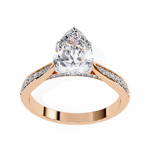 Bague de fiançailles solitaire en diamant de laboratoire certifié taille princesse |   Bijoux fins en or rose 10 carats |   Cadeau de luxe certifié IGI pour - Product Image 2