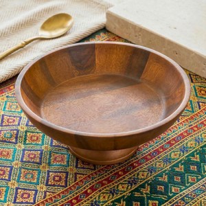 Grande corbeille à fruits sur piétement en bois d'acacia massif, bol de service surélevé pour centre de table de cuisine et décoration intérieure - Product Image 2